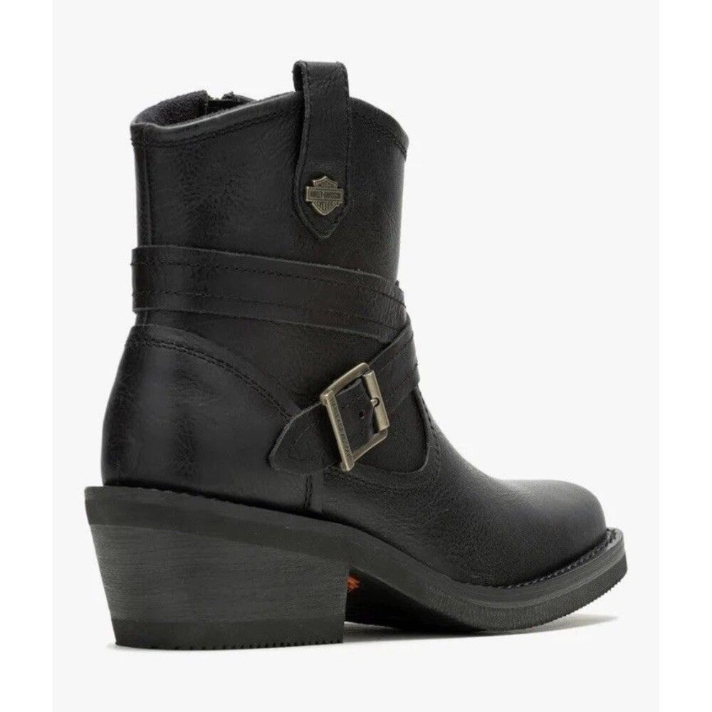 Women's Black Ankle Boots - Classic Zip Leather Boot - Picture 5 of 8